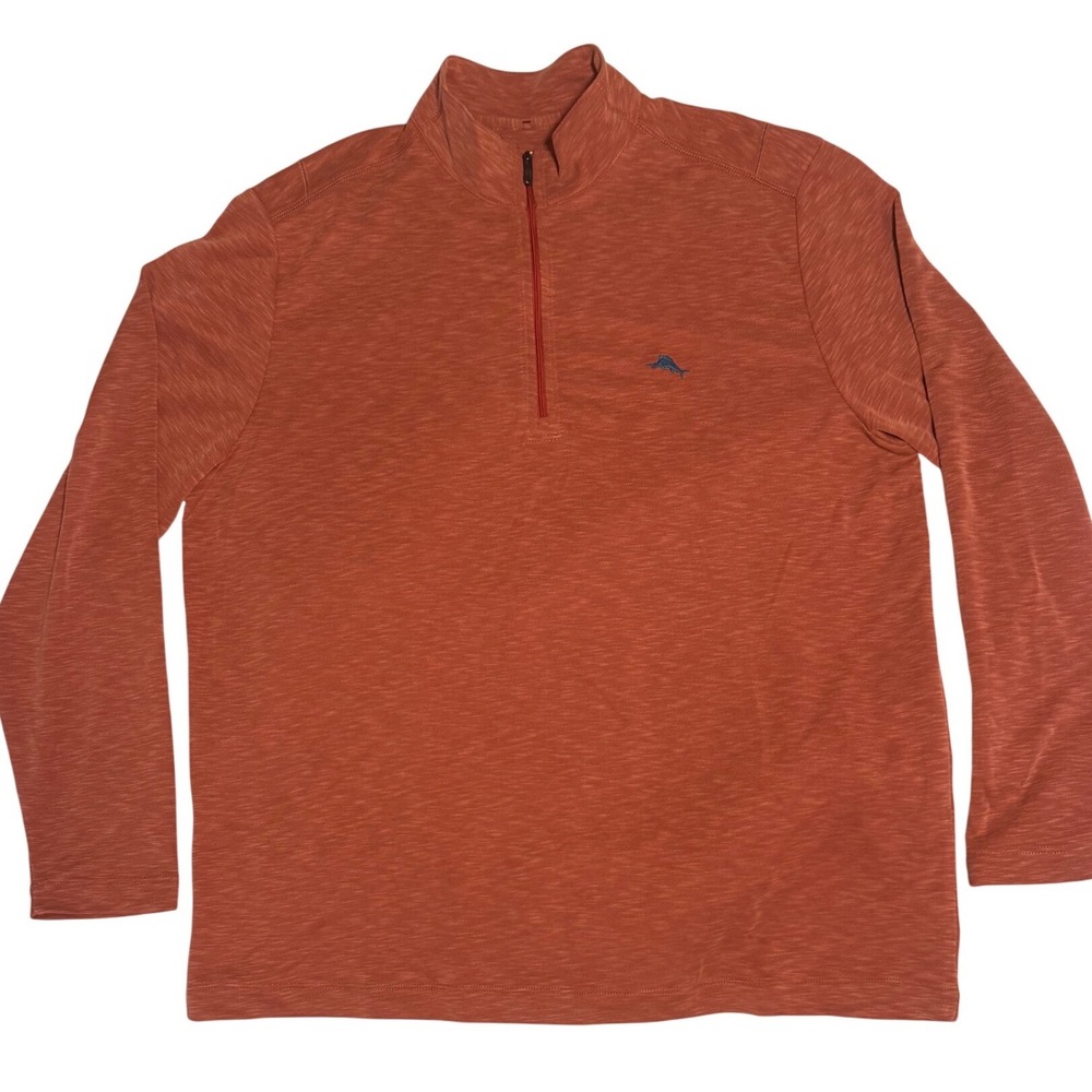 Tommy Bahama Mens XL Emfielder Qtr Zip Pullover Sweater Lot of 2 Orange Green - Picture 6 of 10